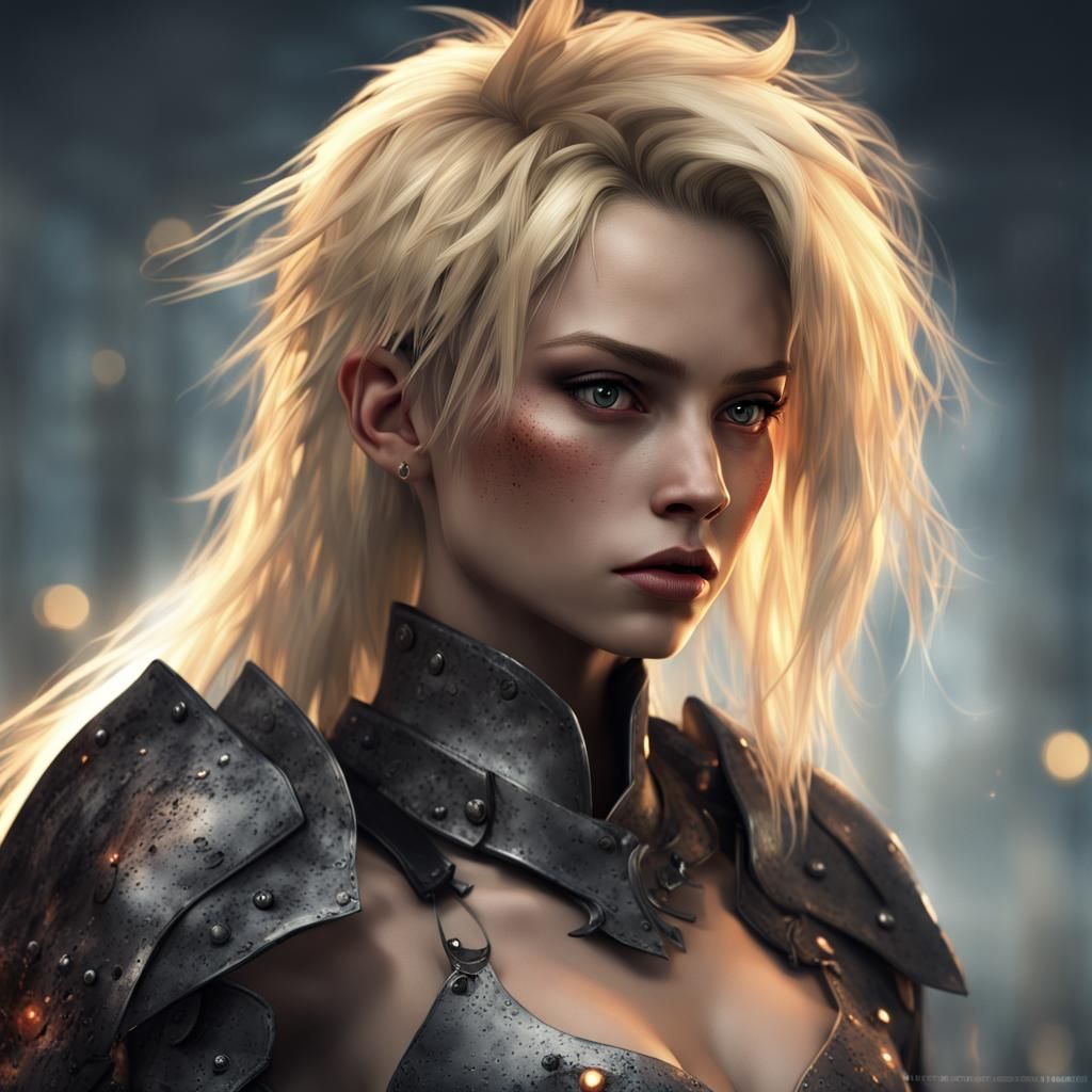 Punk Woman with Fiery Anger in Monochrome