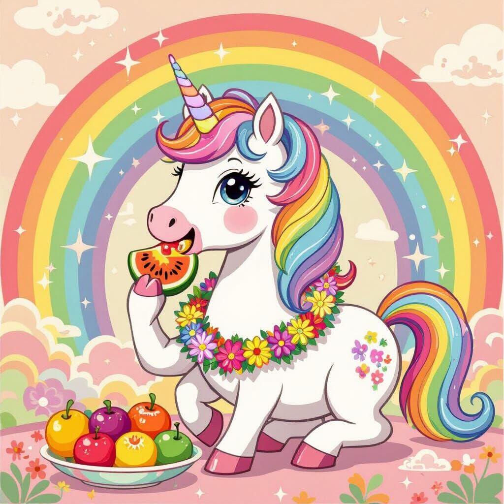 Rainbow Unicorn Feast in Whimsical Style