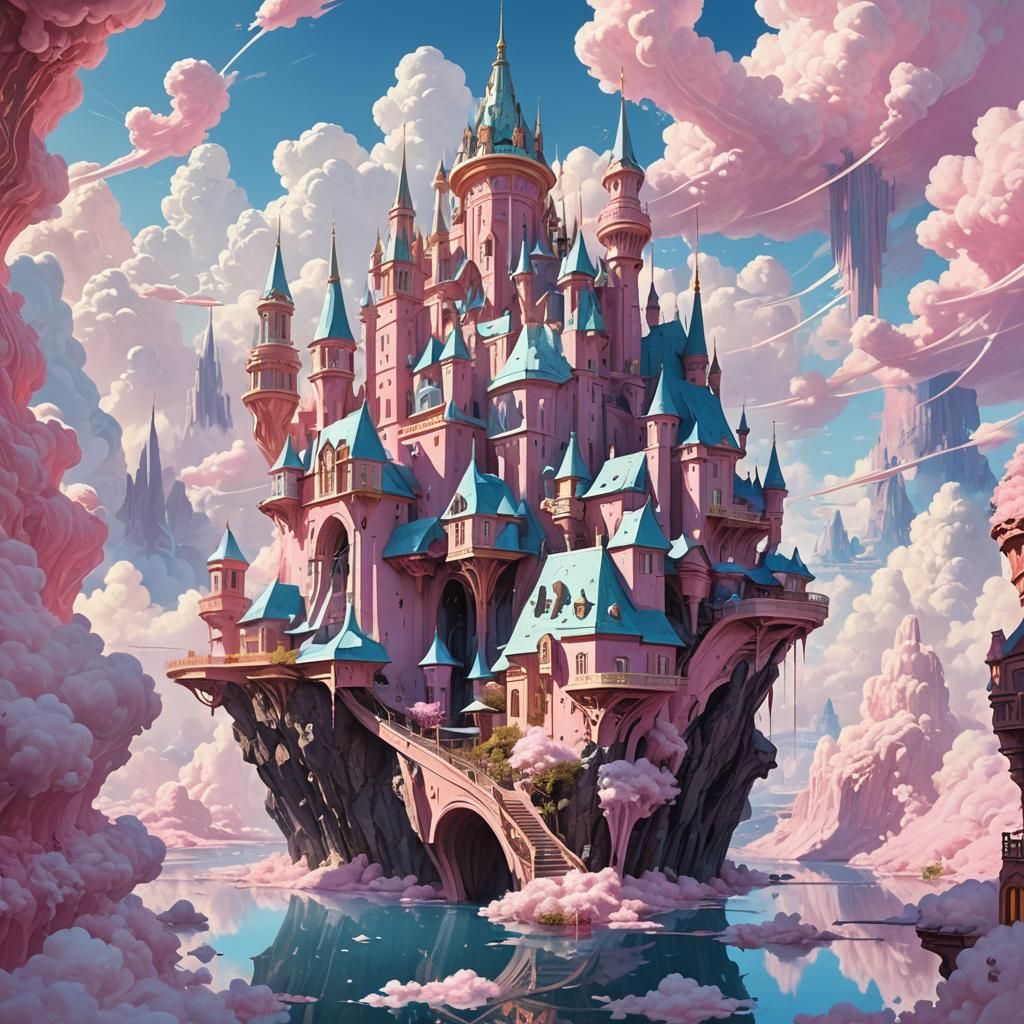 Whimsical City in the Clouds: Fantasy Dreamscape