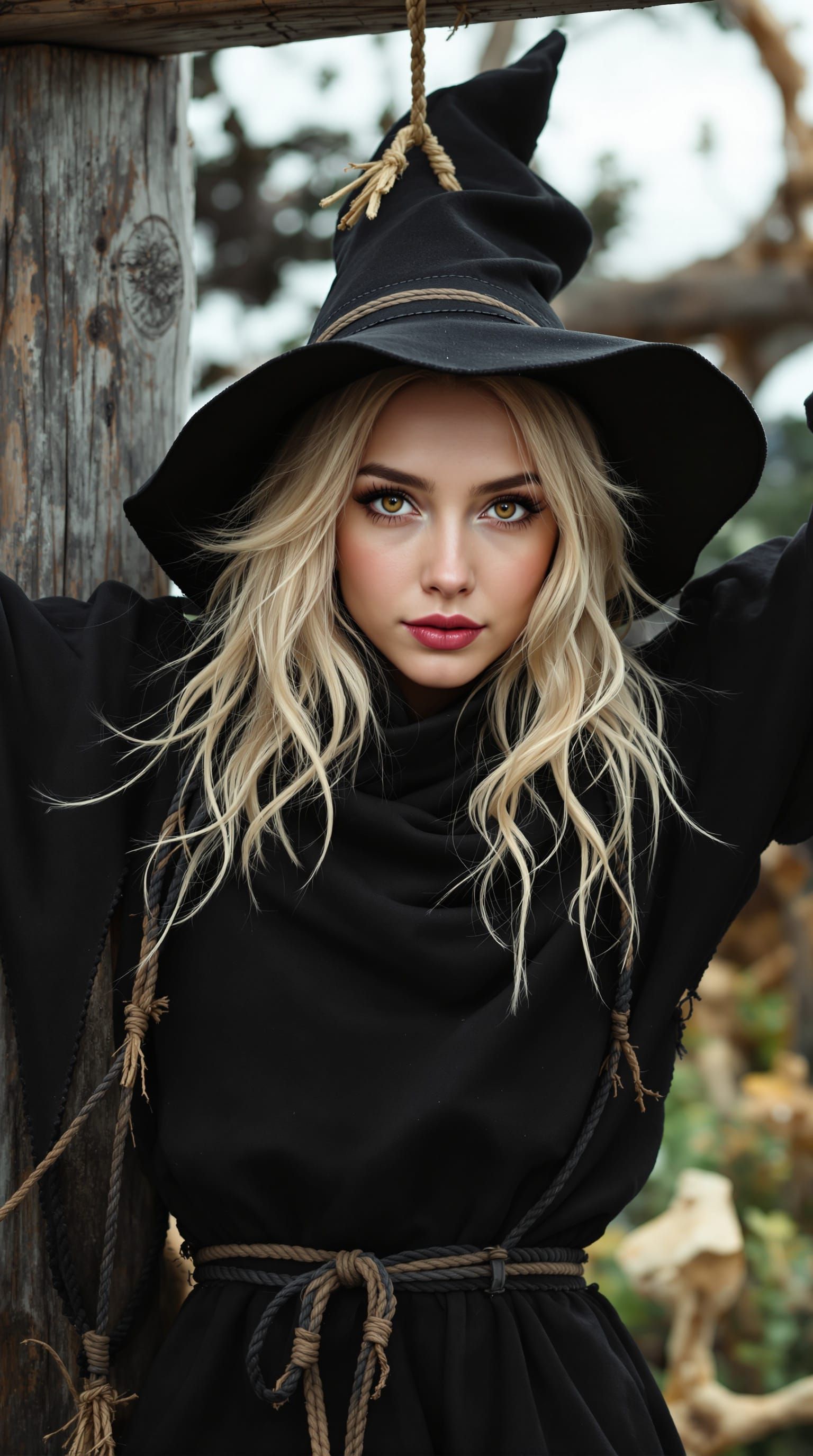 Blonde Woman as Scarecrow in Art Nouveau Style