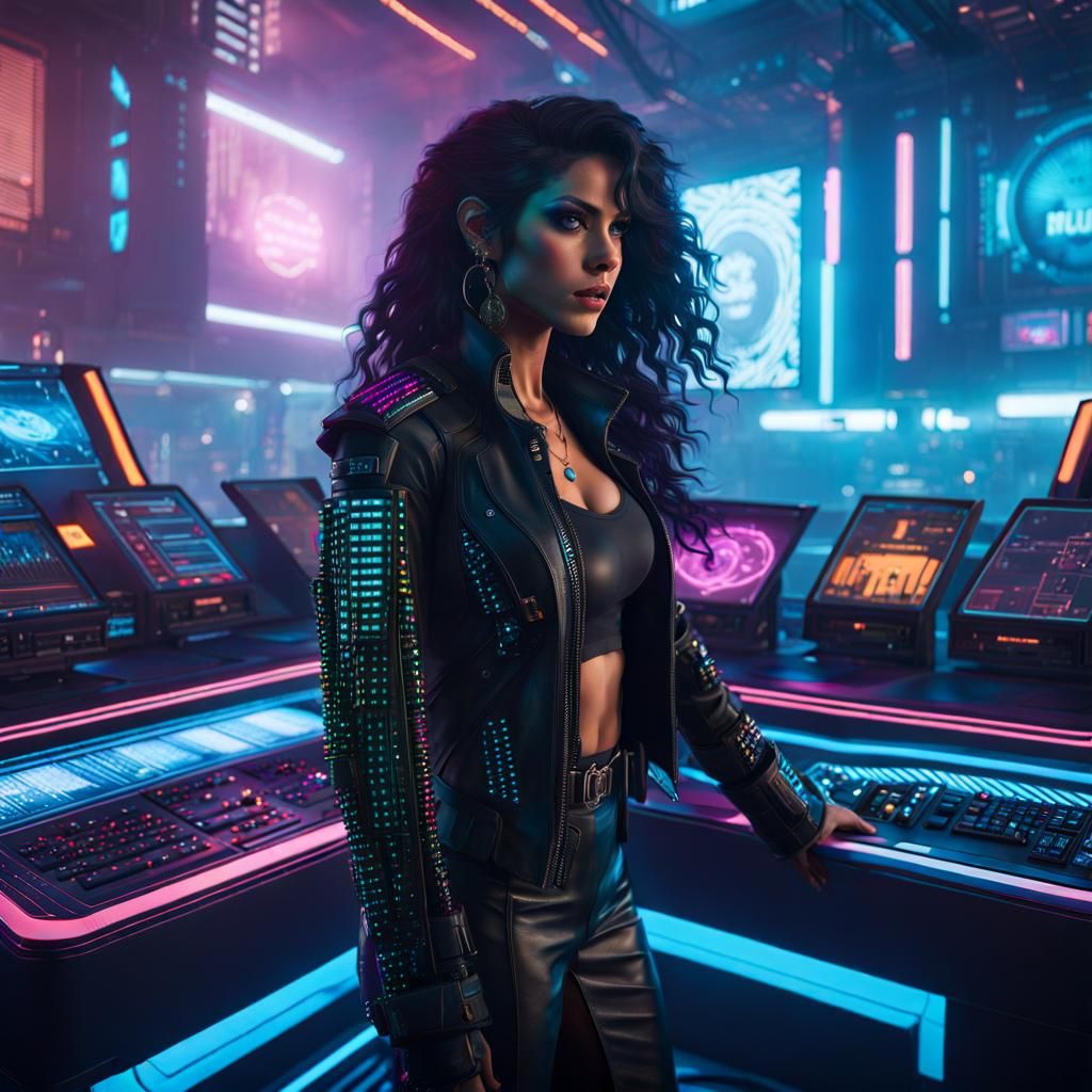 Gothpunk Woman in Cyberpunk 2099 Scene