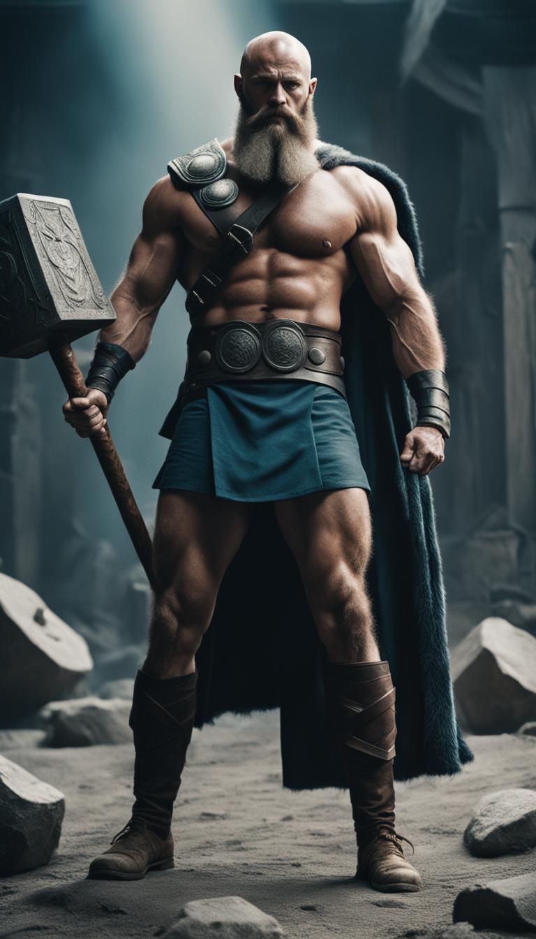 Thor with Hammer: Cinematic Film Still