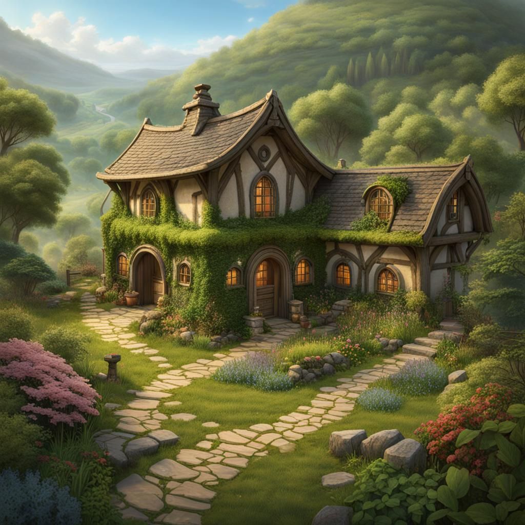 Fantasy Druid House with Herb Garden