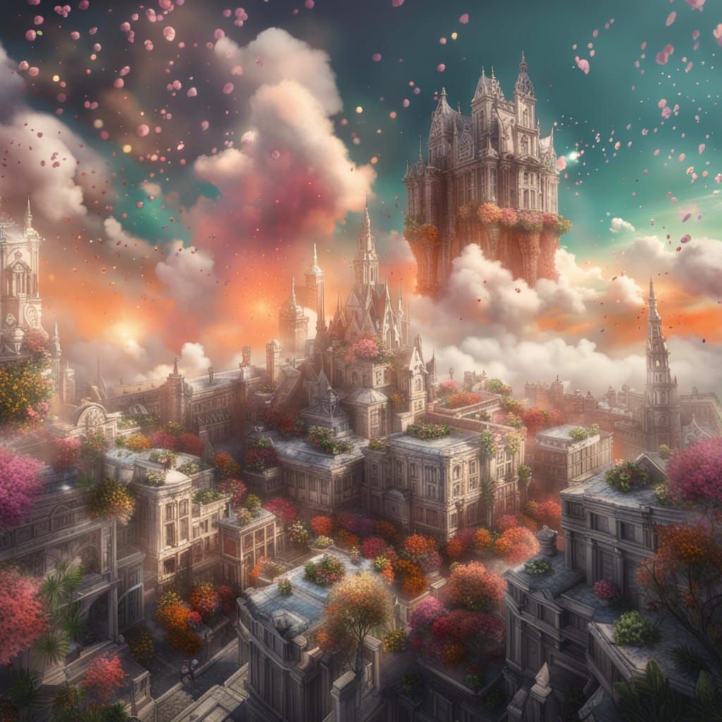 Ethereal Elven City in the Clouds: Rococo Style