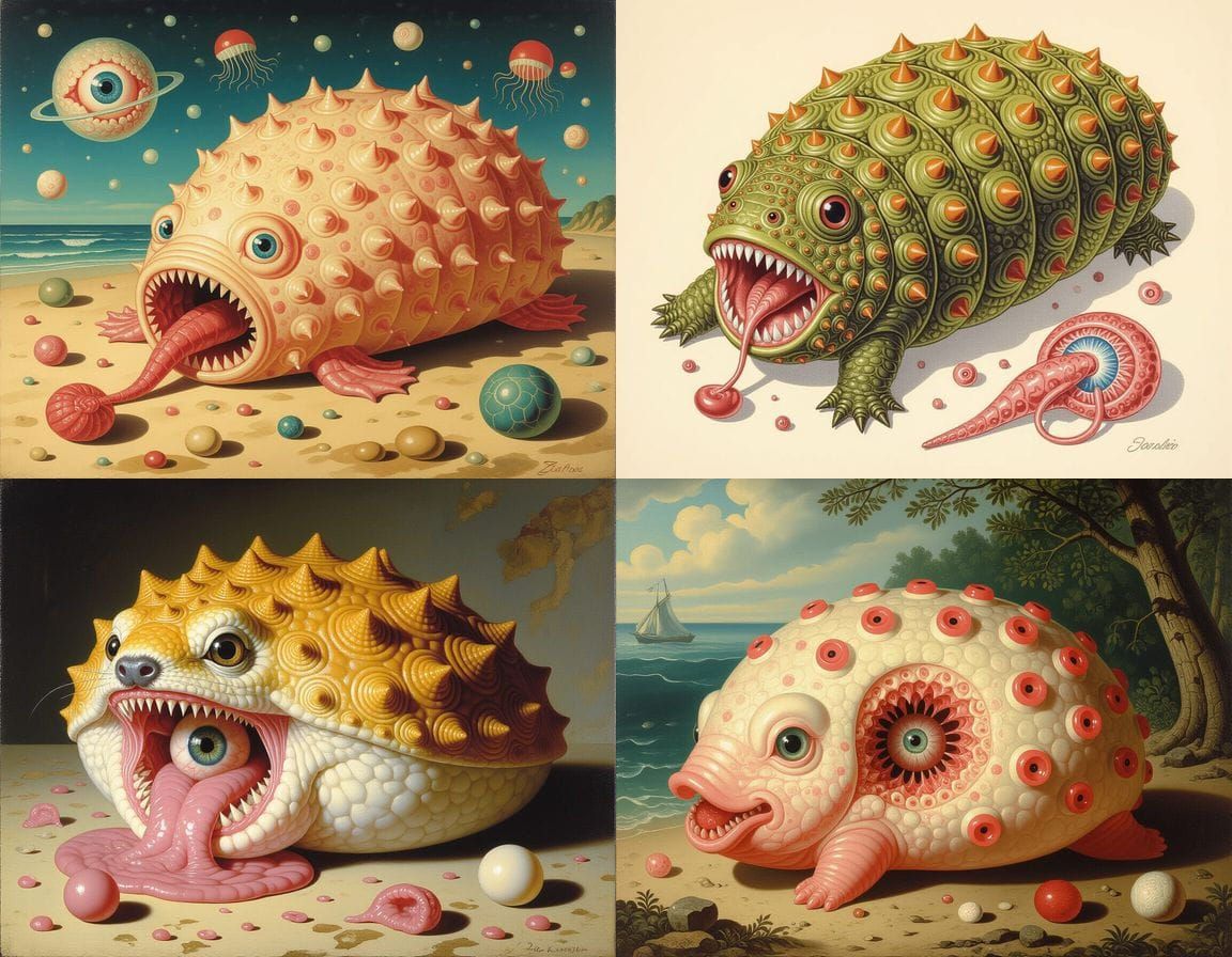 Horrific Hybrid Creature Inspired by Surreal Masters