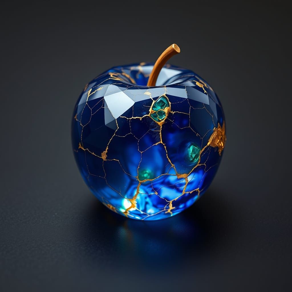 Sapphire Apple of the Gods in Polished Obsidian Style