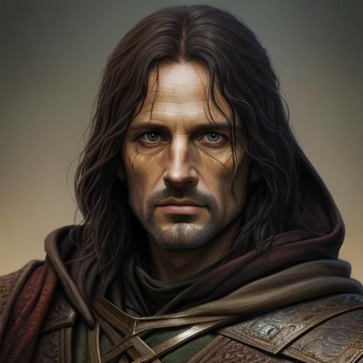 Detailed Portrait of Aragorn in Deep Color