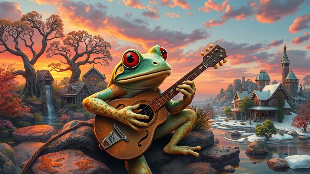 Frogs in a Whimsical, Surreal Banjo Serenade