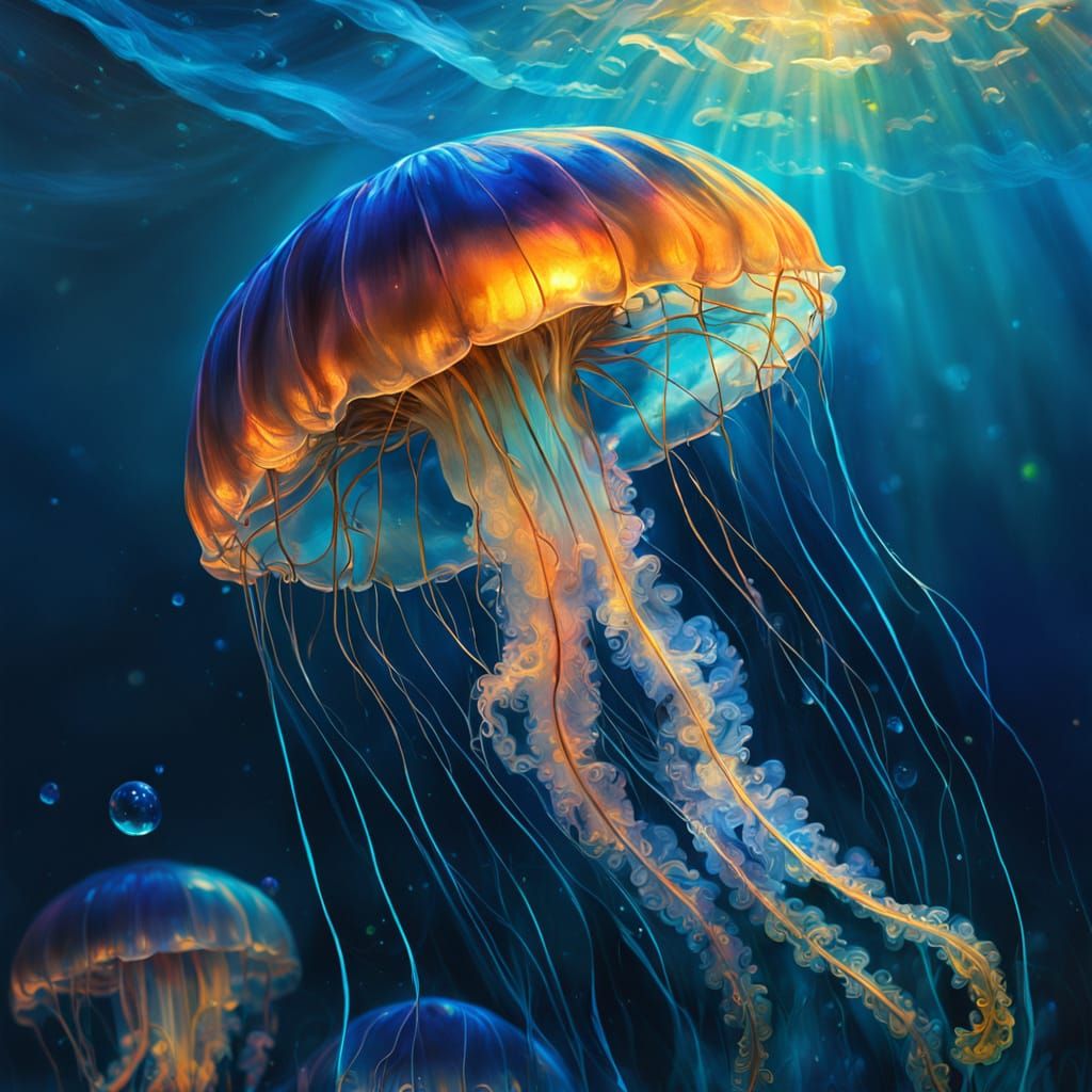Imagine a bioluminescent jellyfish drifting through the ocea...