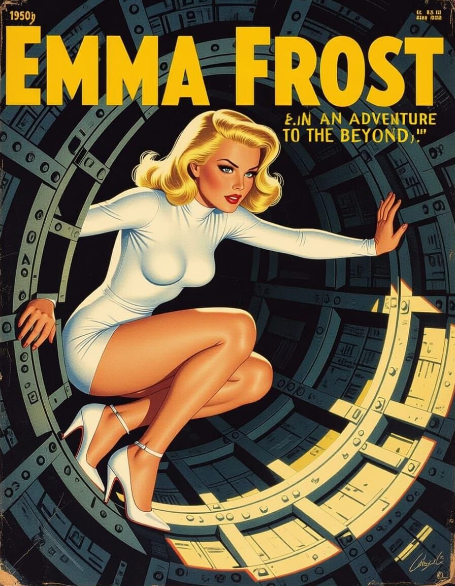 Emma Frost Peeks Inside Abandoned Starship in Pulp Sci-Fi St...