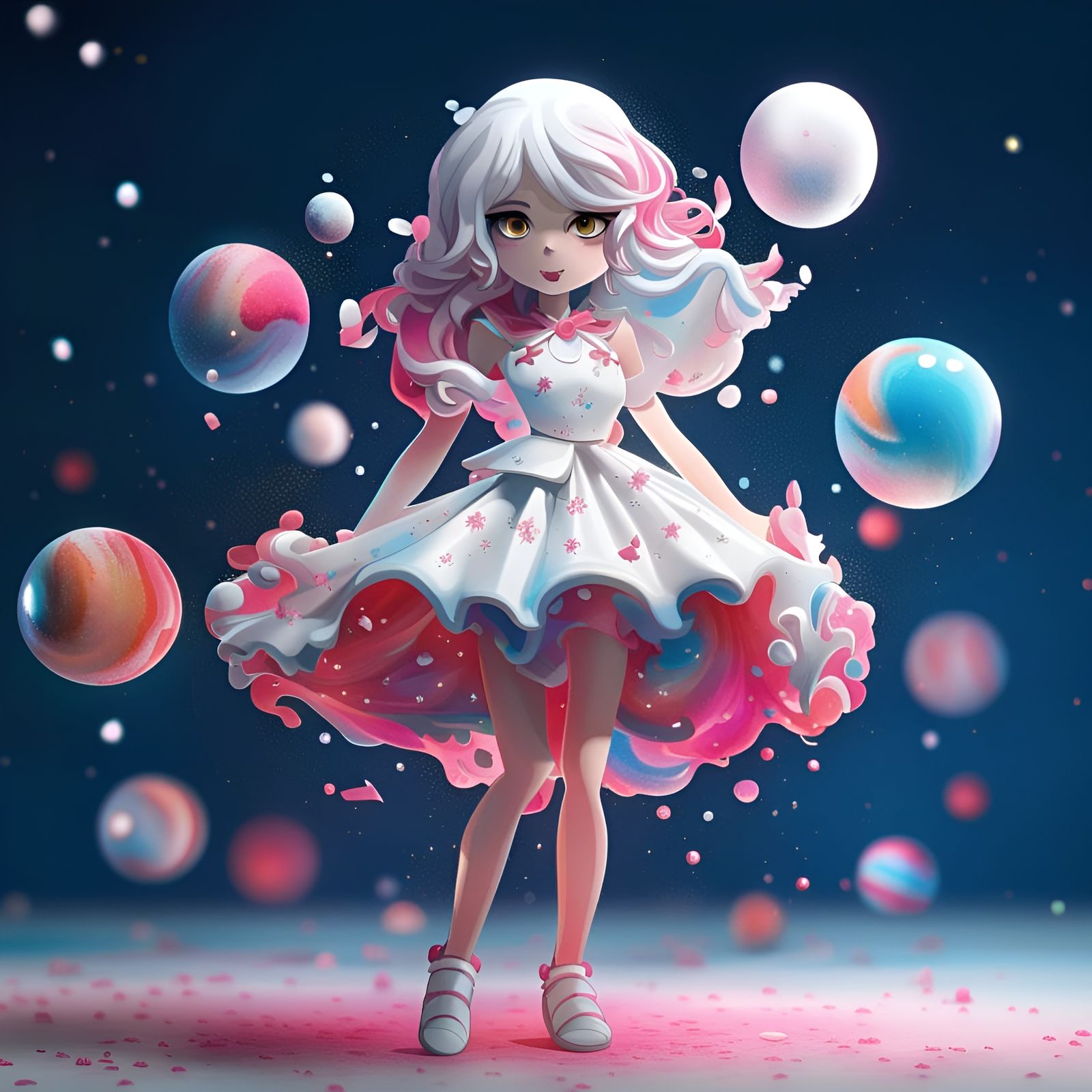 Li'l candy girl among the li'l candy planets