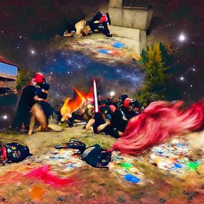 Renaissance Trash Fire Under Starry Skies