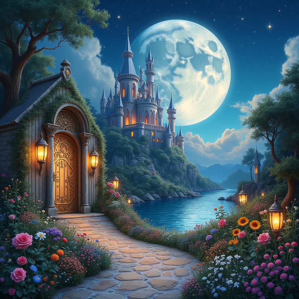 Enchanted Fairy Garden Gate to Shimmering Castle