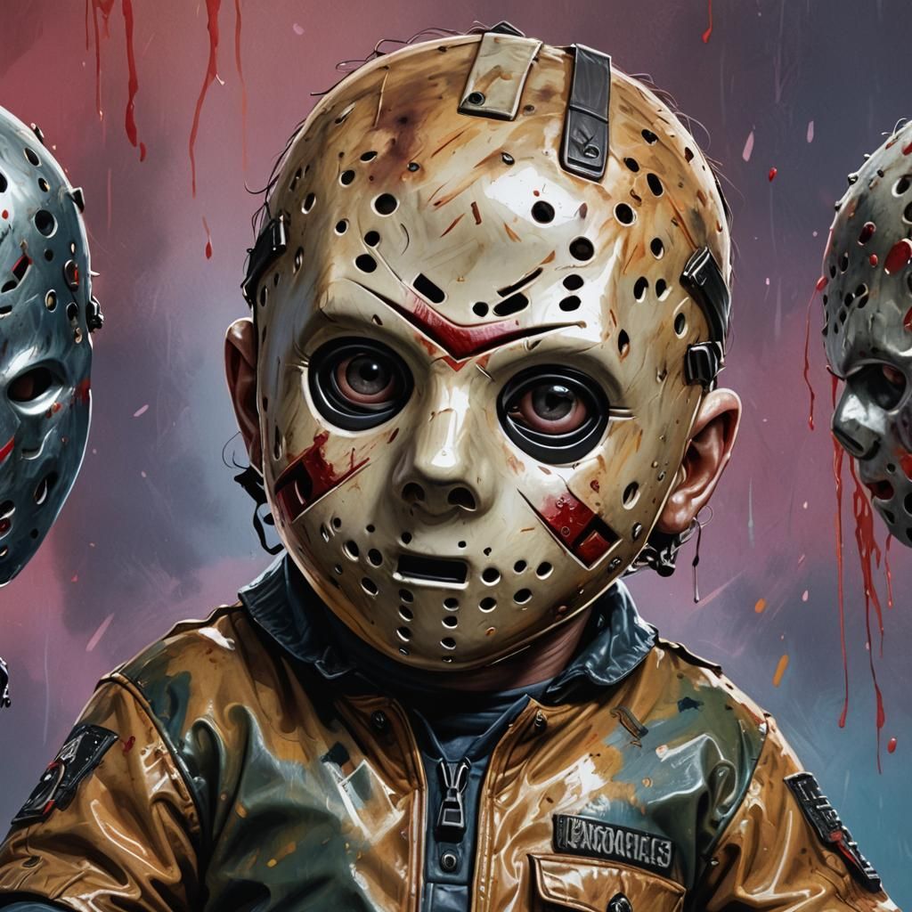 Hyperrealistic Baby Jason Voorhees Splash Art