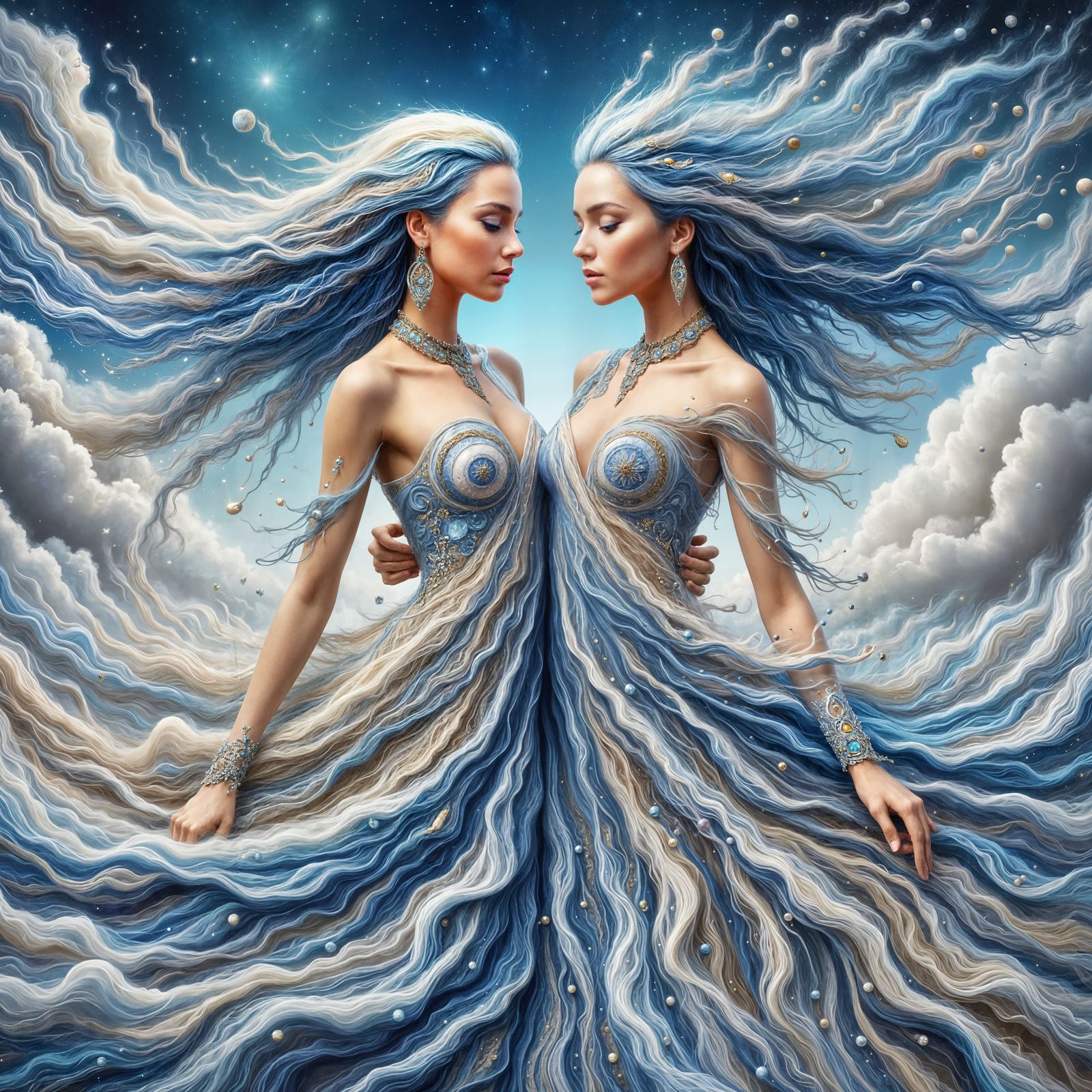 Gemini Goddesses in Fantasy Art Style