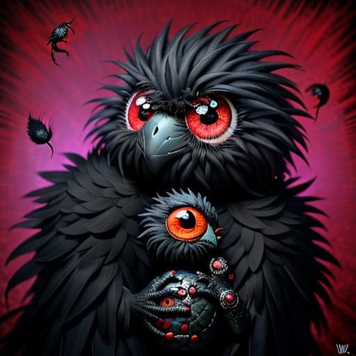 Adorable Chibi Bird Lizard Creature in Surrealist Style