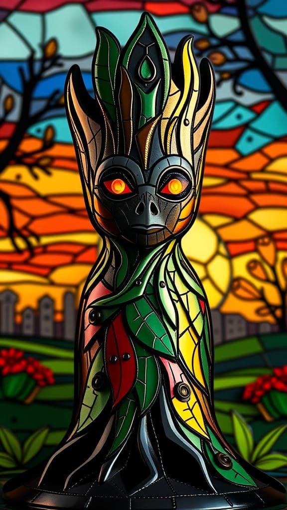 Steampunk Goddess of Nature in Geometric Harmony