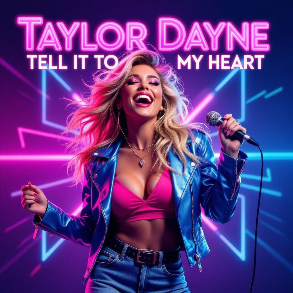 80s Pop Icon Singing with Electric Energy