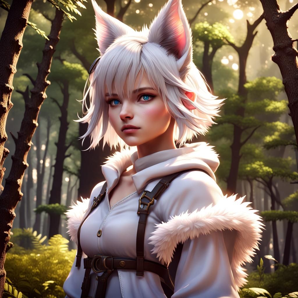 Y'shtola in Enchanted Forest, 3D Digital Art