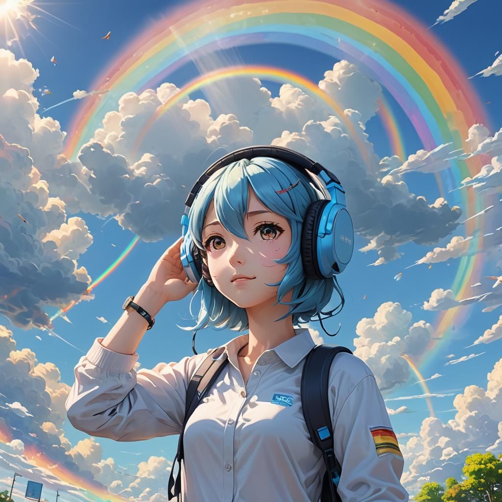 Cinnamoroll with Rainbow in Anime 3D Art