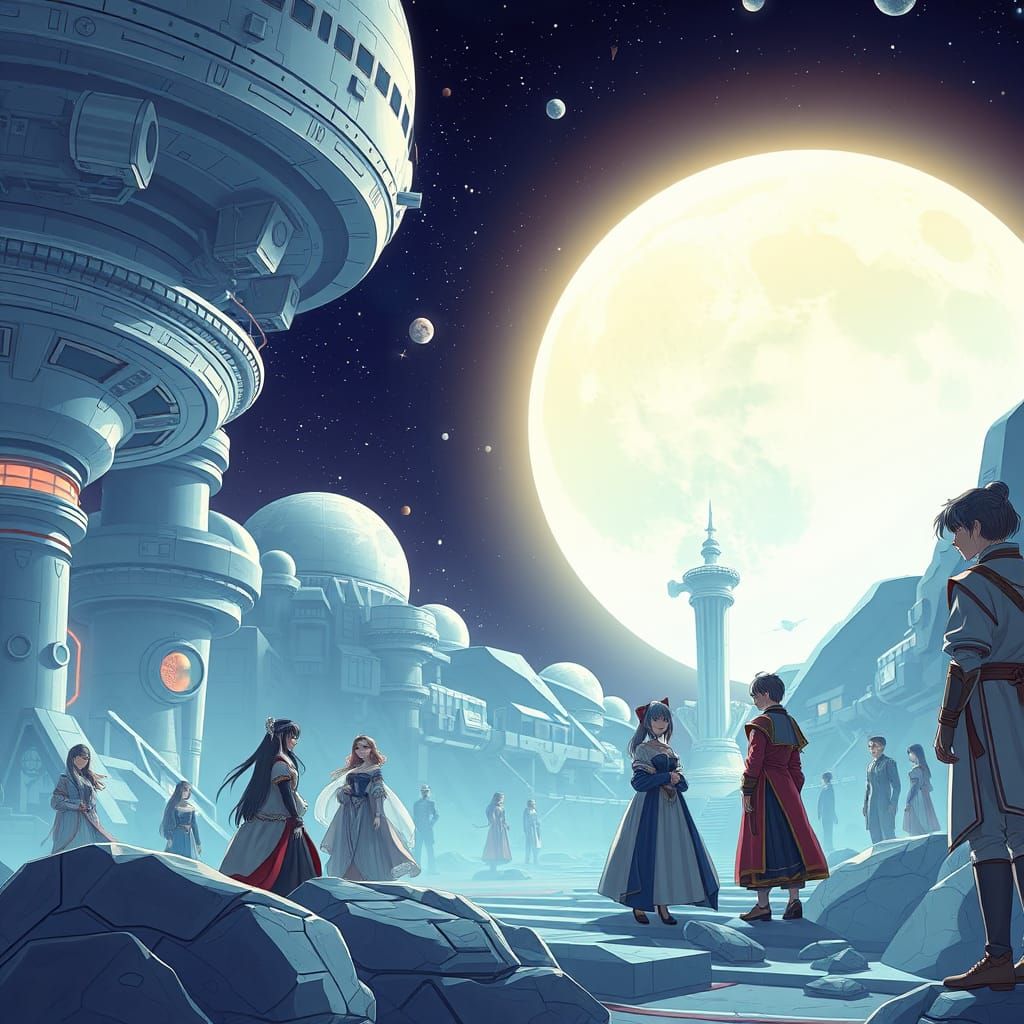 Futuristic Renaissance Lunar Colonists