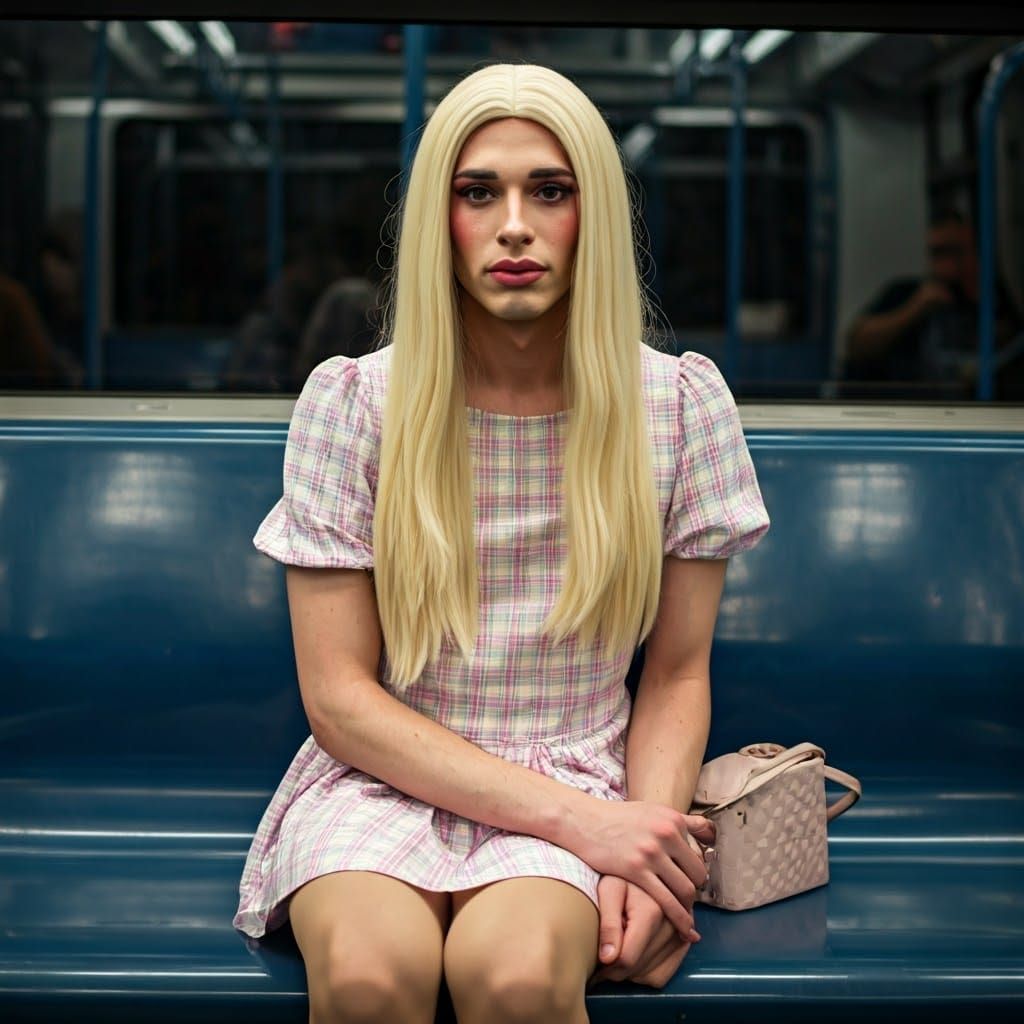 Androgynous Youth in Pastel Pink Babydoll Dress