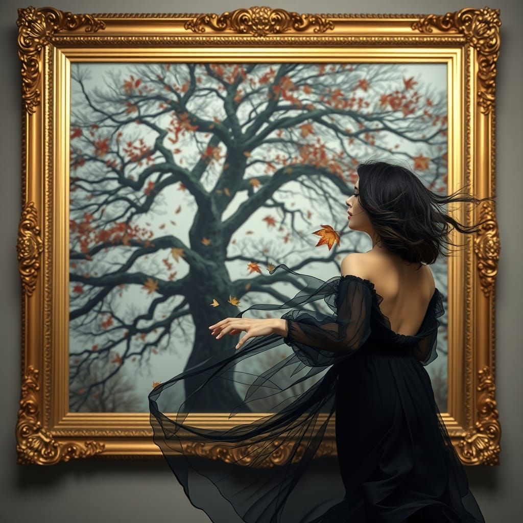 Maple Tree Framed in Surrealist Style