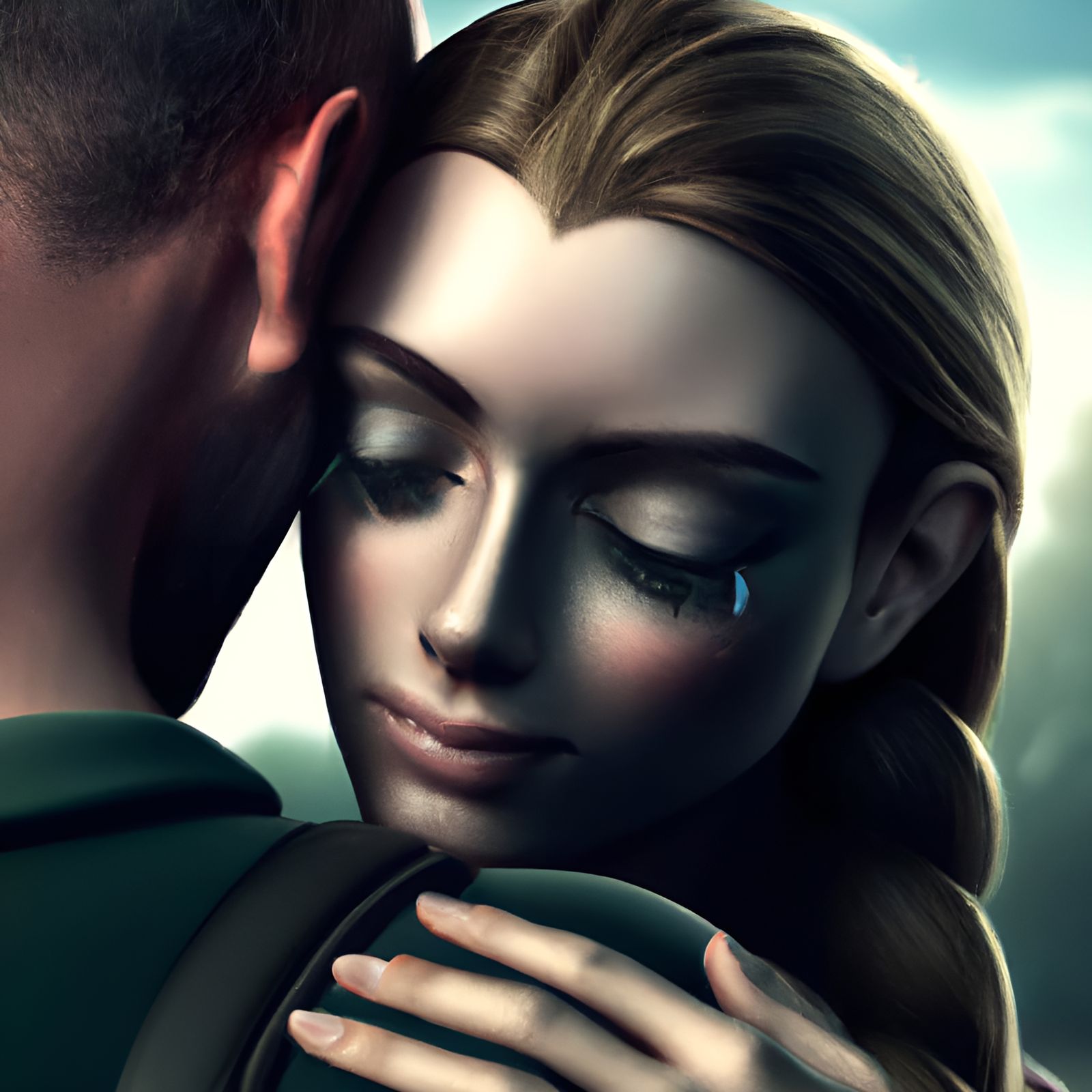 Emotional Portrait of a Grieving Woman