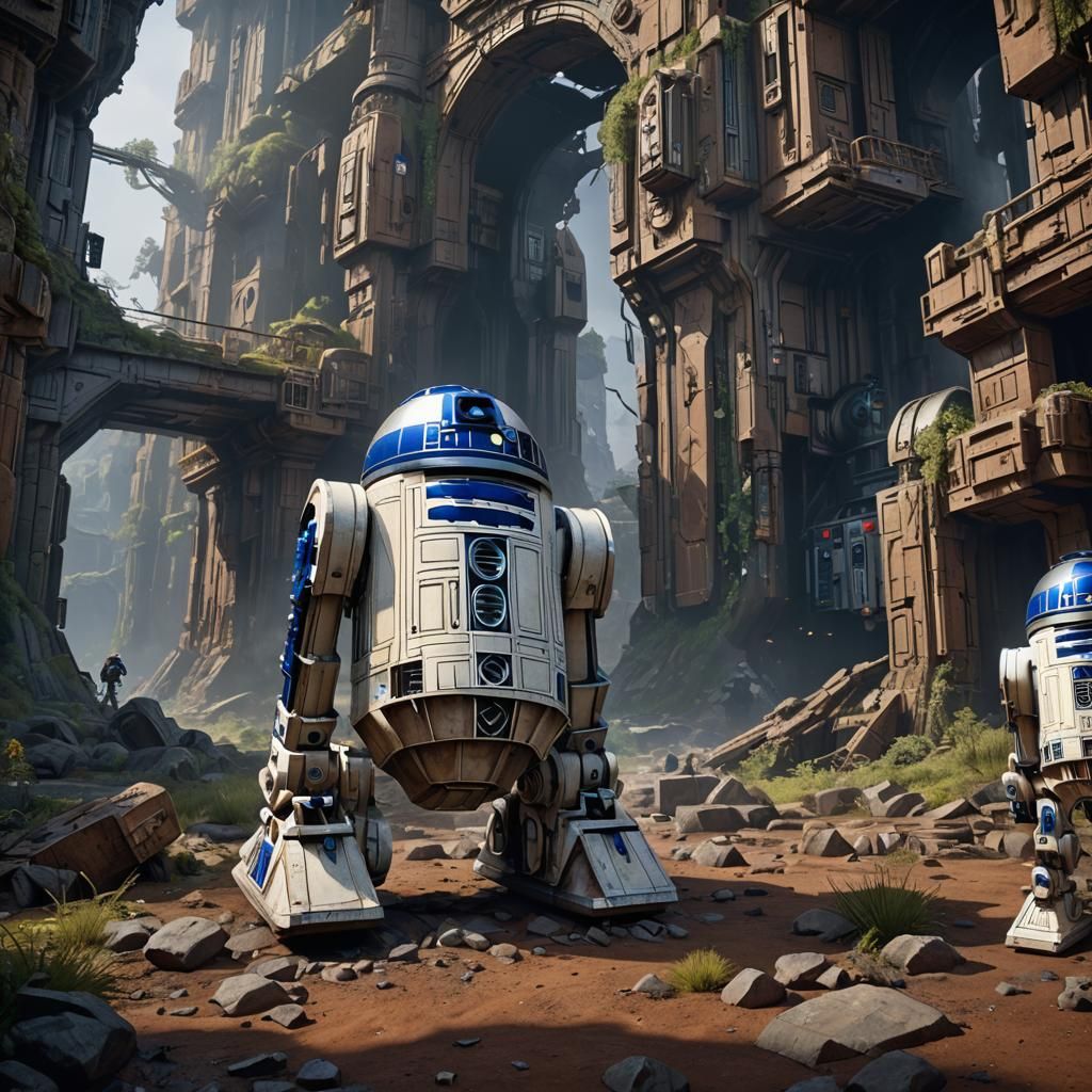 Detailed Matte Painting of R2D2 in 8K