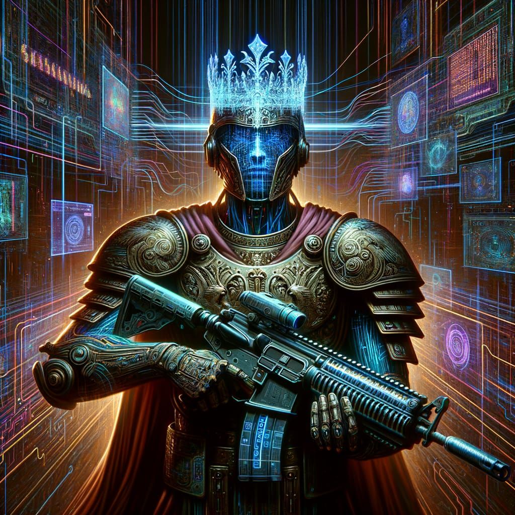 Psychedelic Future Warrior with Holographic Crown