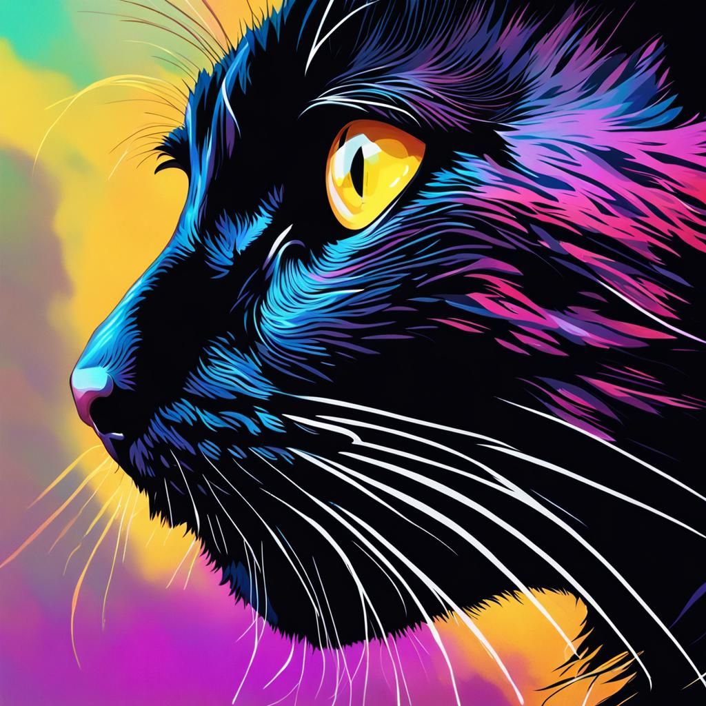 Detailed Black Kitty Face in Hyperrealistic Style