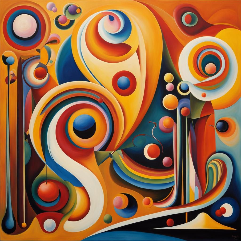 Abstract Swirling Shapes in Kandinsky Style