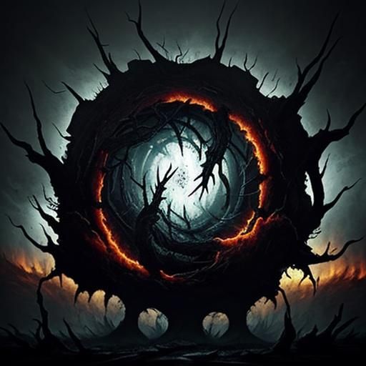 Shattered Alien Body in Gothic Oil Painting Style