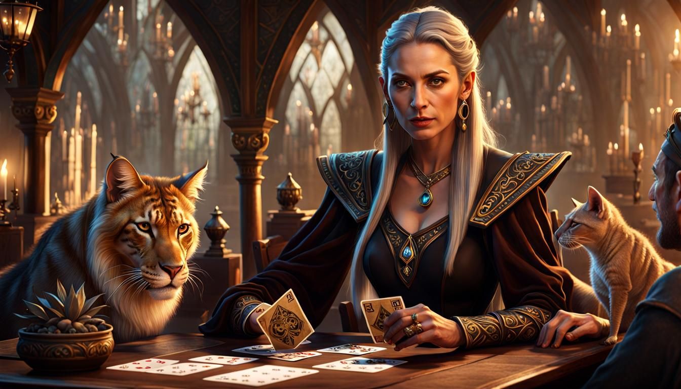 Fantasy Card Game in Detailed Matte Painting Style