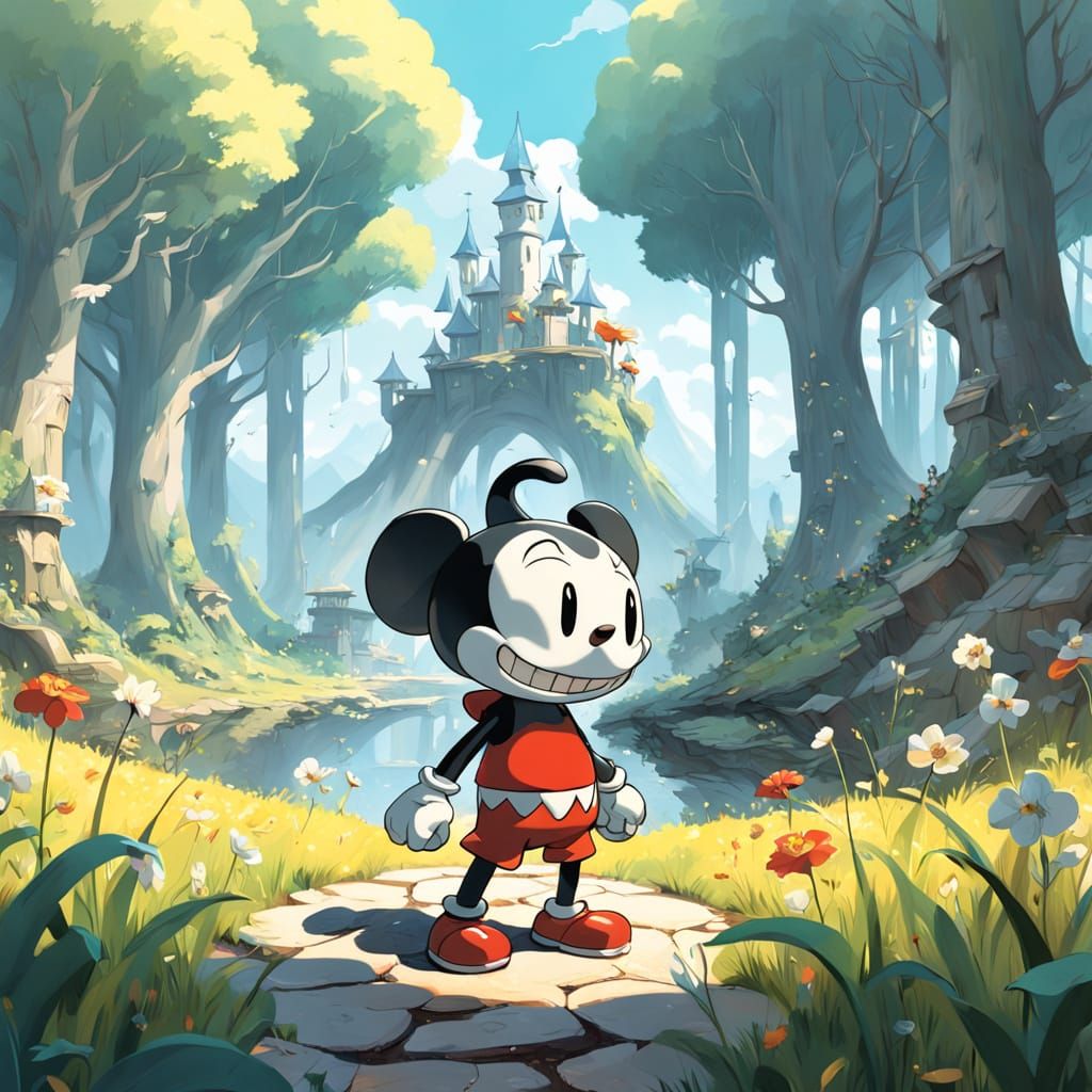 Heroic Cartoon Character in Whimsical Studio Ghibli-Inspired...