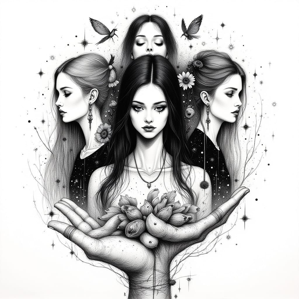Elegant Greek Mythology Tattoo Design in Dark Portraits Styl...