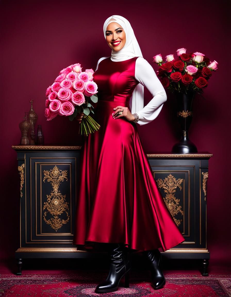 Psychedelic Oil Portrait of Woman with Roses