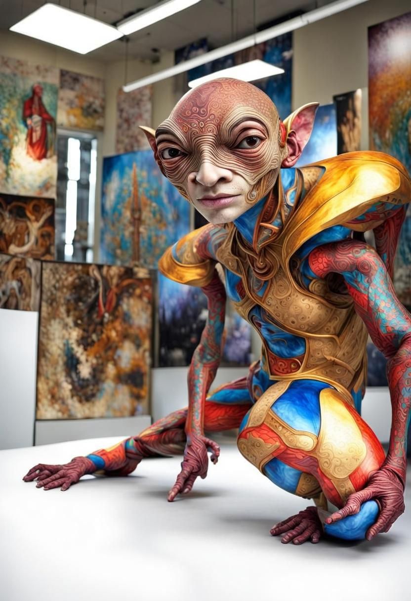 Photorealistic Aliens in Fashionable Clothing: Detailed 8K I...