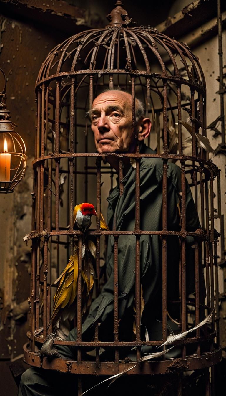 Birdman of Alcatraz in Cage, Chiaroscuro Style