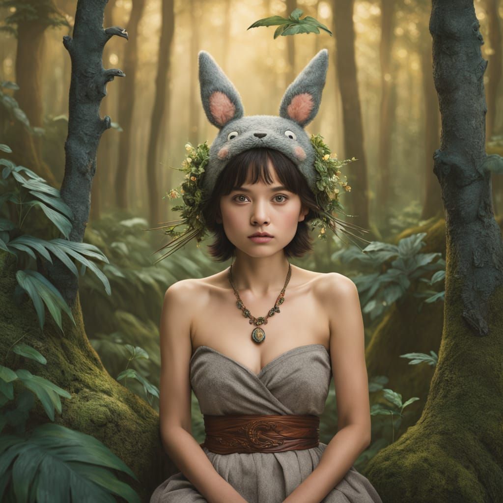 Totoro's Gentle Gaze in the Forest