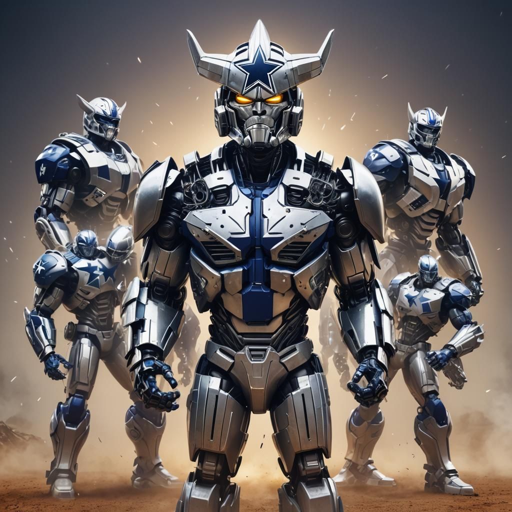 Dallas Cowboys Transformers Huddle in 3D Digital Art