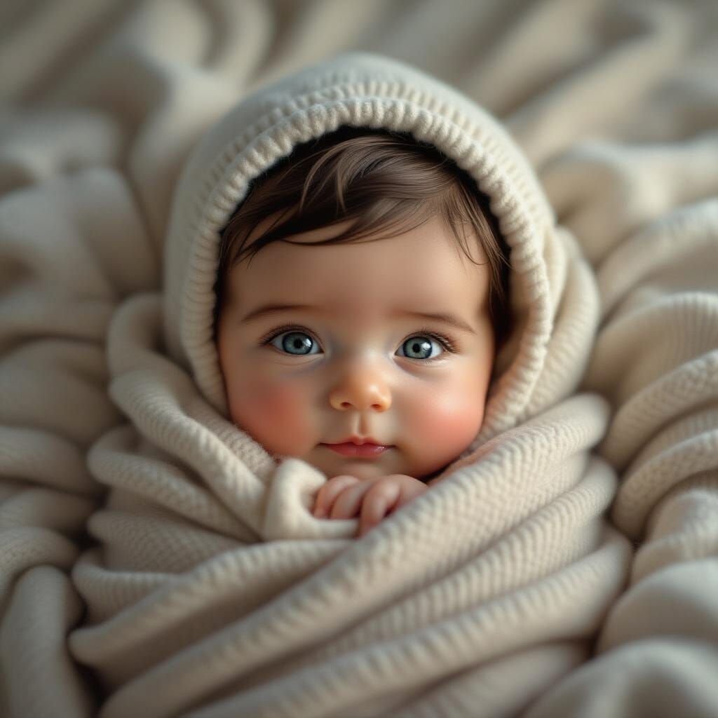 Newborn Baby Portrait with Dynamic Lighting