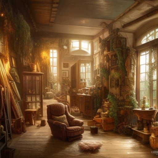 Cozy Home Interior as Hyperdetailed Oil Painting