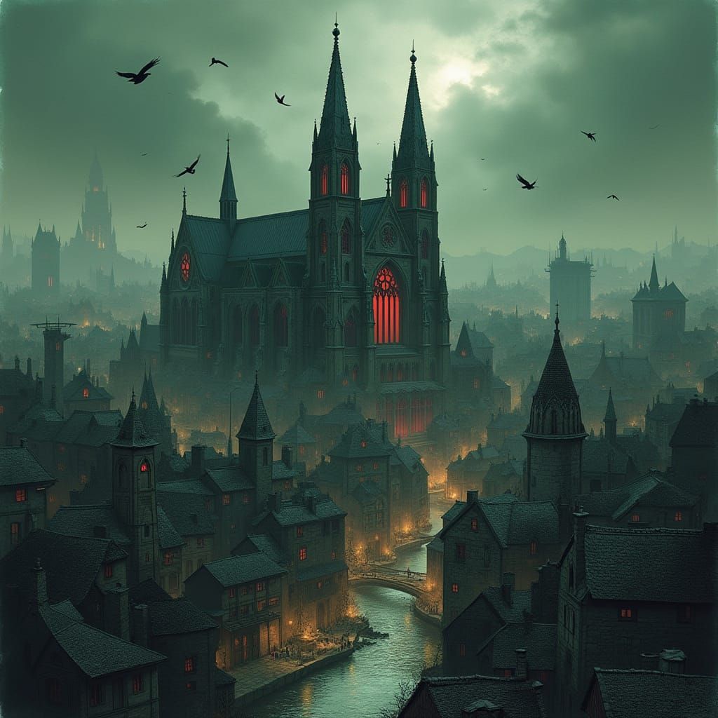 Dark Cityscape of Vallaki: A Foreboding Metropolis in Perpet...