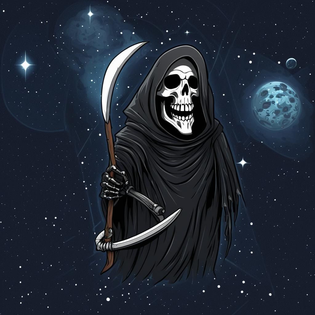 Grim Reaper in Space: Ethereal Cosmic Art