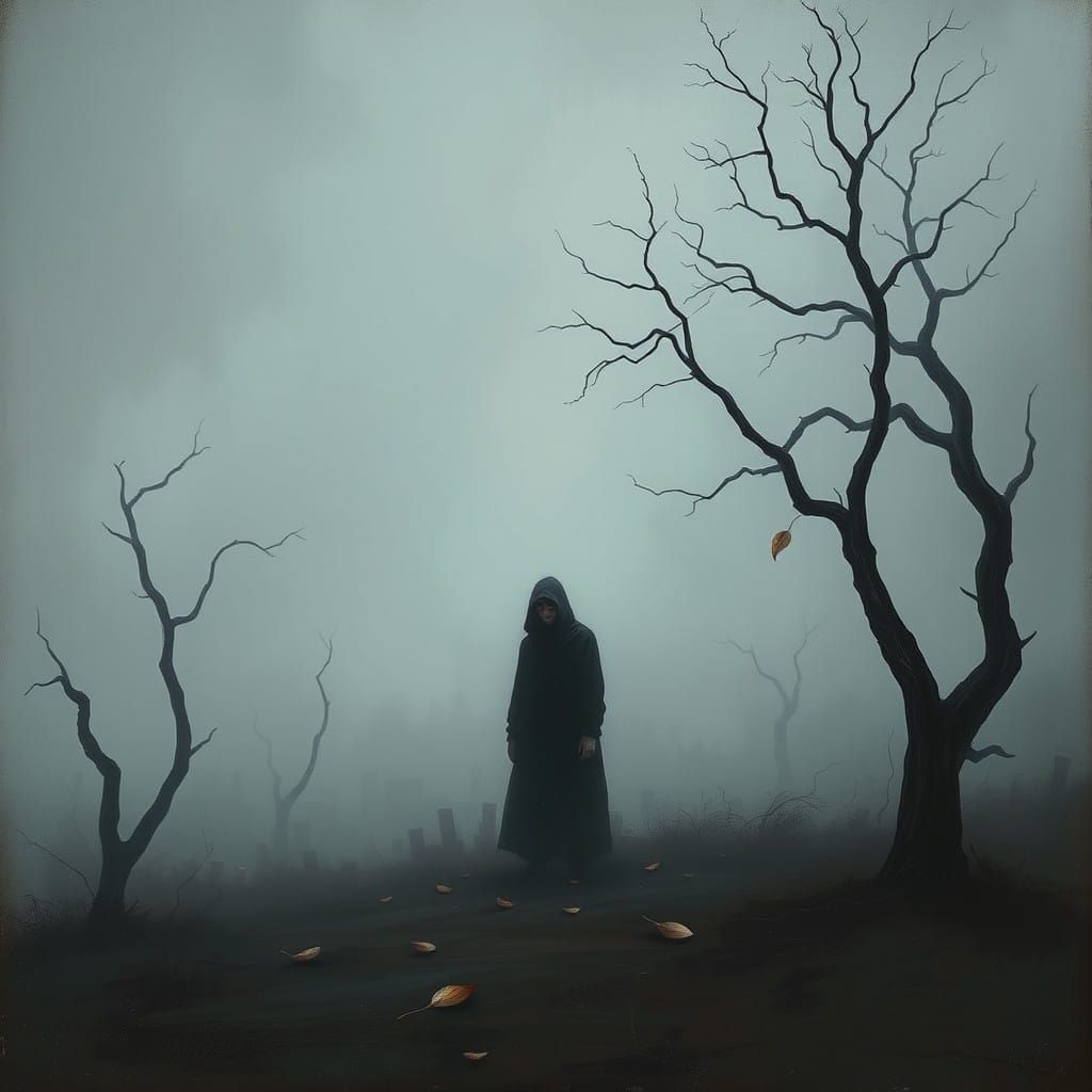 A Lonely Figure in Desolate Fog