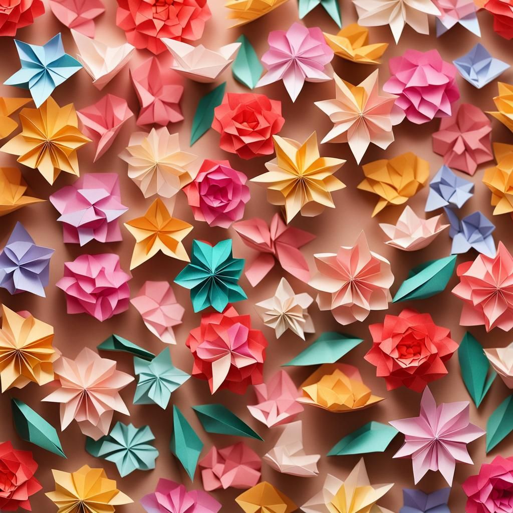Origami Paper Flowers in 8K Resolution