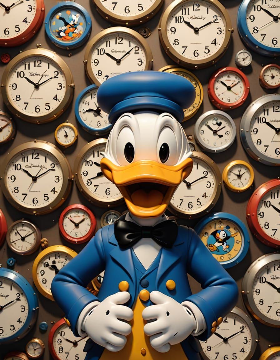Donald Duck and Mickey Mouse Clocks in Digital Art