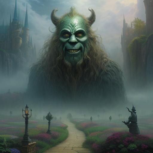 The giant mask of the wonderful wizard of oz, floating over ...