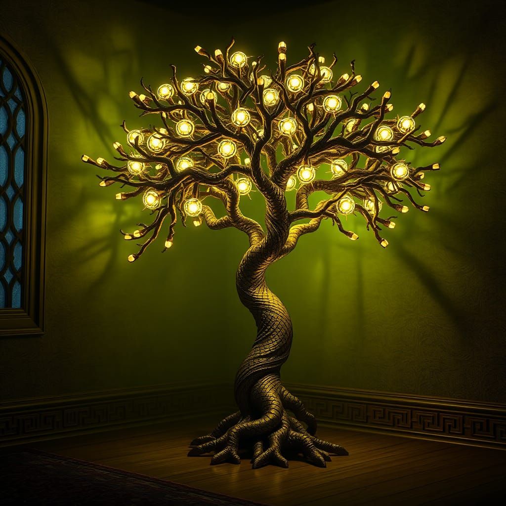 Glowing Tree Lamp: Fantastical Concept Art